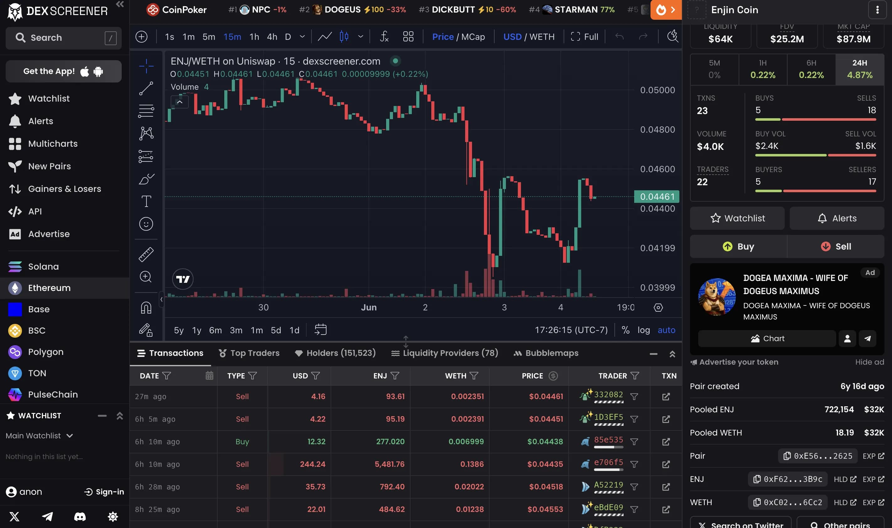 DEX arbitrage scanner preview